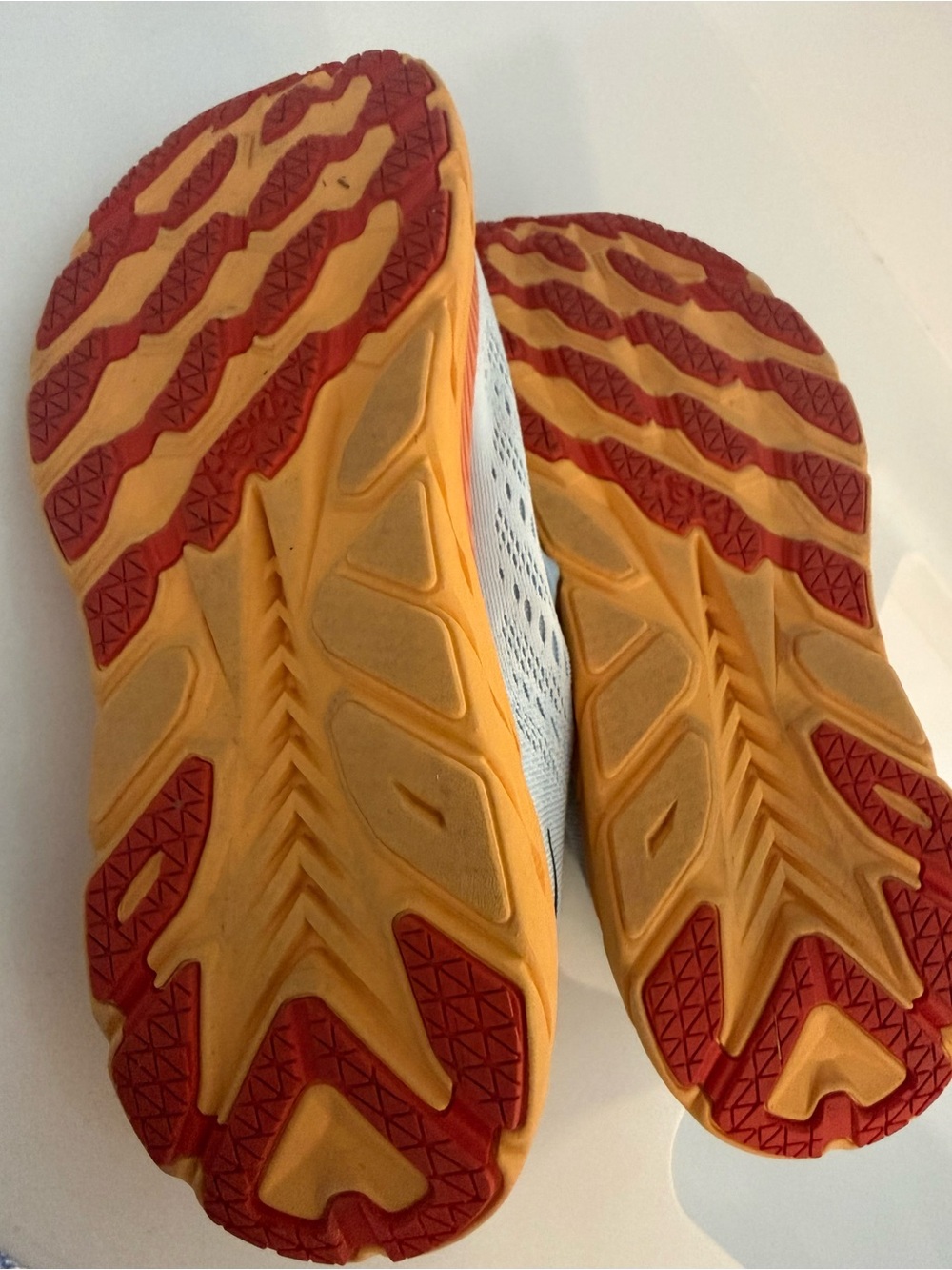 Hoka Clifton 9 Light Blue Running Shoes with Orange and Yellow Sole 9.5 Wide - Picture 3 of 4